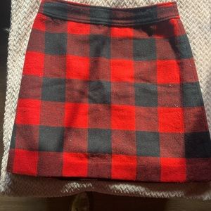 J Crew Red and Black Plaid Skirt